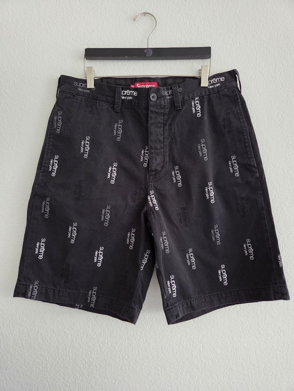 Supreme New York Classic Logo Black Chino Short Mens Size 32 Spring 2023